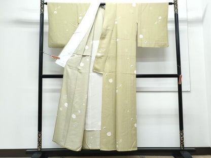 平和屋着物▽上質な小紋　単衣　兎　雪輪花文　正絹　逸品　CABF7714th
