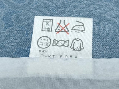 平和屋着物▽小紋　単衣　藍　型染め　花尽し　洗える着物　CABF7715th
