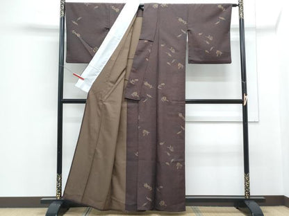 平和屋着物▽小紋　単衣　成り物　たたき染め　洗える着物　CABF7717th