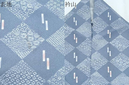 平和屋着物▽小紋　単衣　菱花文　洗える着物　CABF7718th