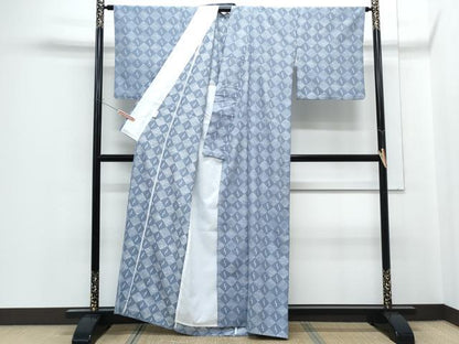 平和屋着物▽小紋　単衣　菱花文　洗える着物　CABF7718th