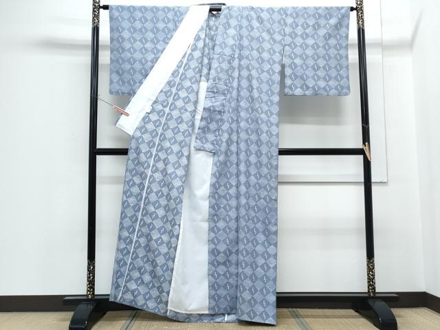 平和屋着物▽小紋　単衣　菱花文　洗える着物　CABF7718th
