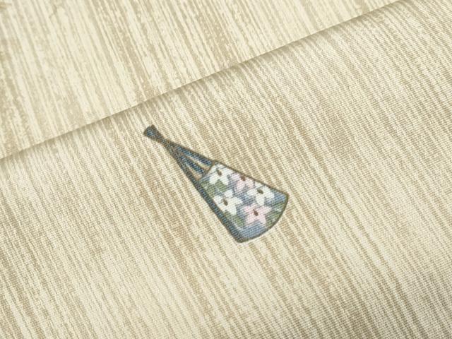 平和屋着物▽上質な小紋　単衣　扇面花文　正絹　逸品　CABF7719th