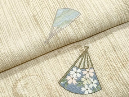 平和屋着物▽上質な小紋　単衣　扇面花文　正絹　逸品　CABF7719th