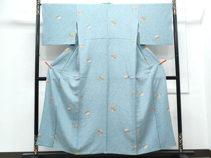 平和屋着物▽上質な小紋　単衣　色紙風景文　正絹　逸品　CABF7725th