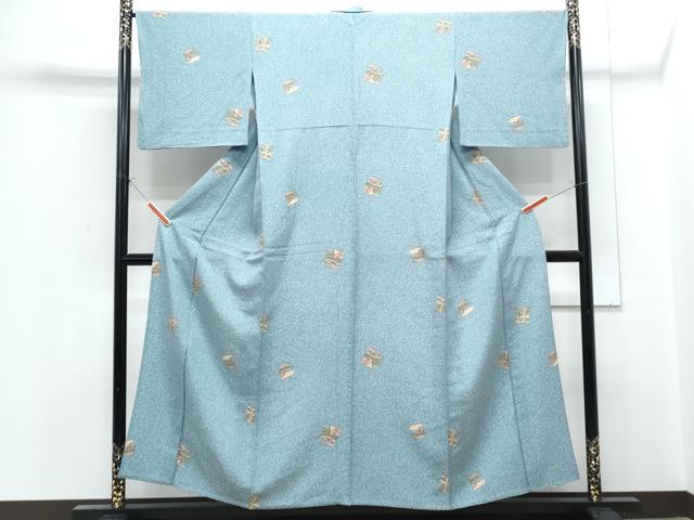 平和屋着物▽上質な小紋　単衣　色紙風景文　正絹　逸品　CABF7725th