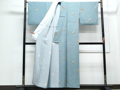 平和屋着物▽上質な小紋　単衣　色紙風景文　正絹　逸品　CABF7725th