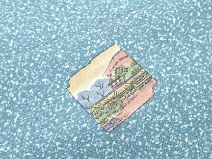 平和屋着物▽上質な小紋　単衣　色紙風景文　正絹　逸品　CABF7725th