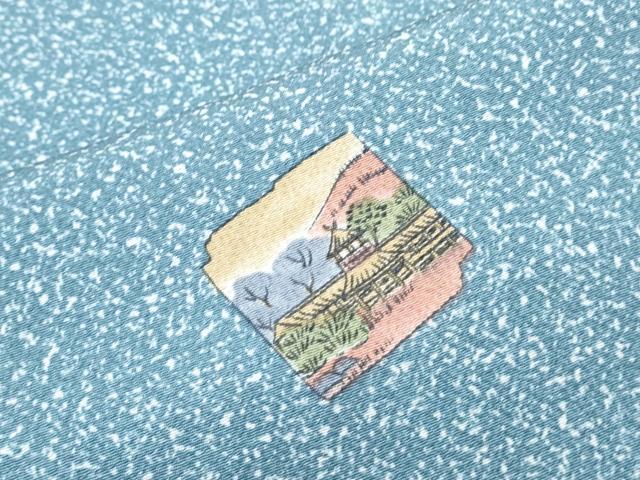 平和屋着物▽上質な小紋　単衣　色紙風景文　正絹　逸品　CABF7725th