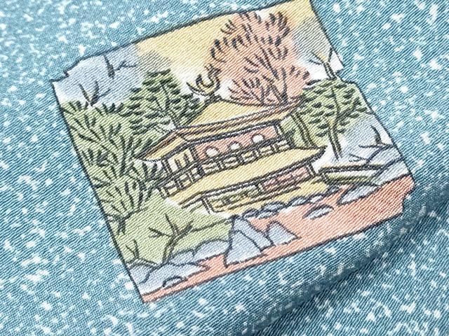 平和屋着物▽上質な小紋　単衣　色紙風景文　正絹　逸品　CABF7725th