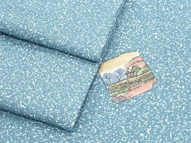平和屋着物▽上質な小紋　単衣　色紙風景文　正絹　逸品　CABF7725th