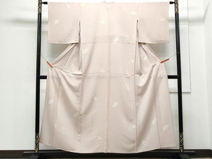 平和屋着物▽上質な小紋　単衣　貝合わせ松葉文　正絹　逸品　CABF7726th