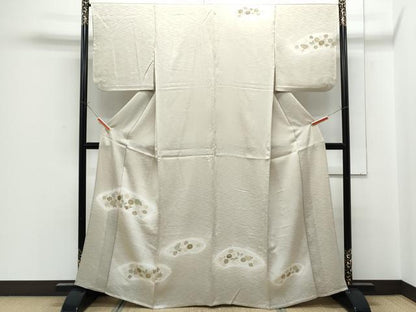 平和屋着物▽訪問着　単衣　花蝶文　暈し染め　金彩　正絹　逸品　CABF7727th