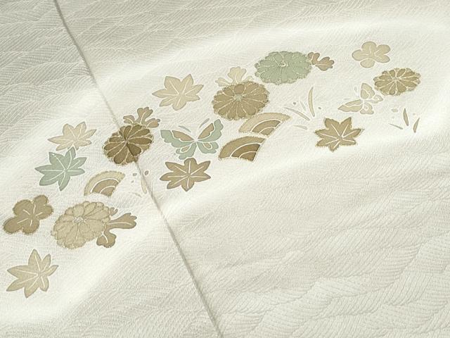 平和屋着物▽訪問着　単衣　花蝶文　暈し染め　金彩　正絹　逸品　CABF7727th