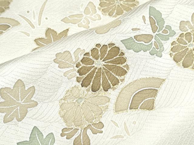 平和屋着物▽訪問着　単衣　花蝶文　暈し染め　金彩　正絹　逸品　CABF7727th