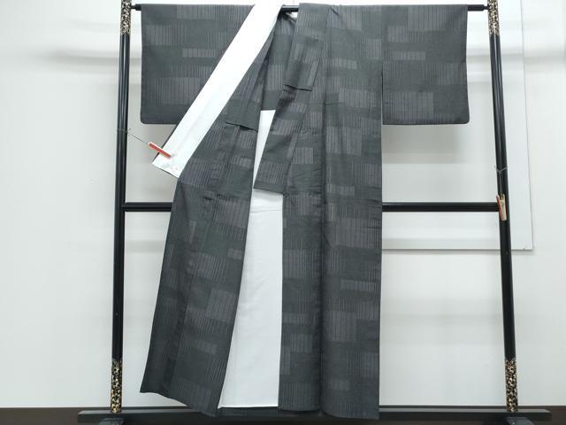 平和屋着物▽塩沢紬　単衣　110亀甲　色紙吉祥文　正絹　逸品　CABF7728th