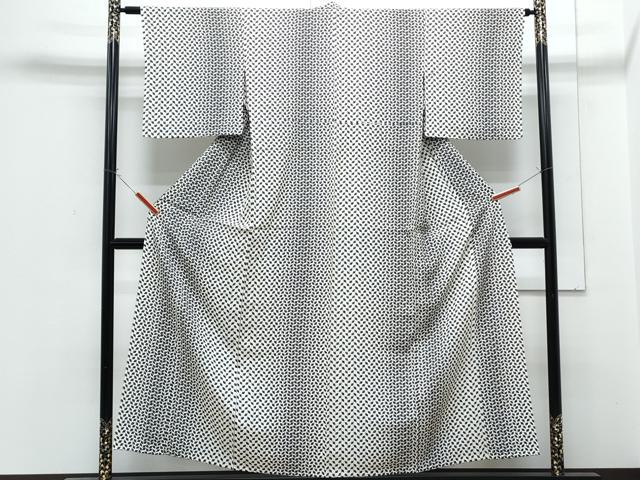 平和屋着物▽上質な小紋　単衣　舞葉文　正絹　逸品　CABF7729th