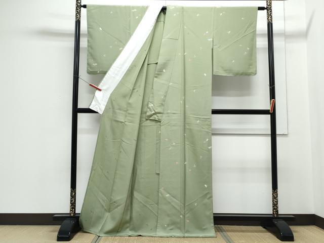 平和屋着物▽上質な小紋　単衣　舞花文　正絹　逸品　CABF7730th