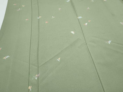 平和屋着物▽上質な小紋　単衣　舞花文　正絹　逸品　CABF7730th