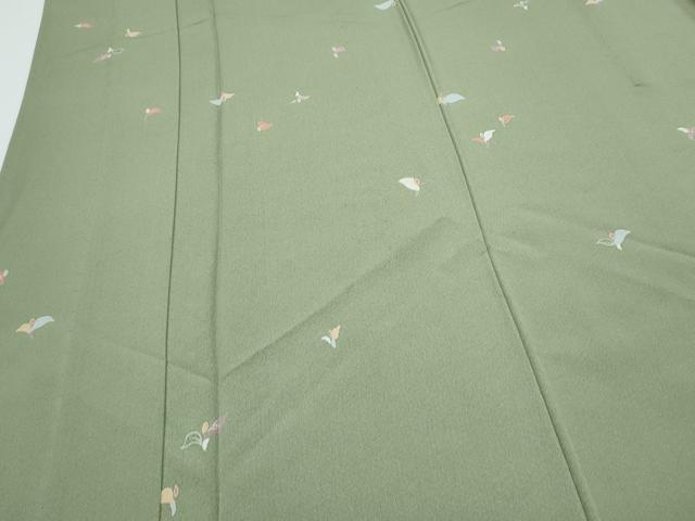 平和屋着物▽上質な小紋　単衣　舞花文　正絹　逸品　CABF7730th