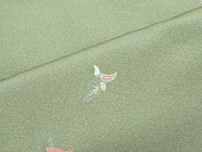 平和屋着物▽上質な小紋　単衣　舞花文　正絹　逸品　CABF7730th