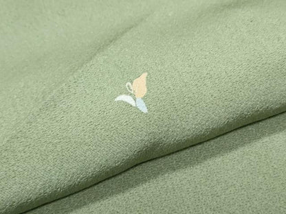 平和屋着物▽上質な小紋　単衣　舞花文　正絹　逸品　CABF7730th