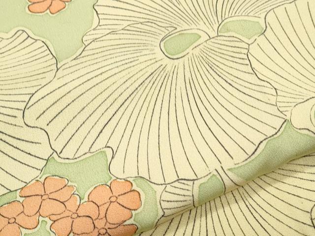 平和屋着物▽上質な小紋　単衣　銀杏　正絹　逸品　CABF7733th