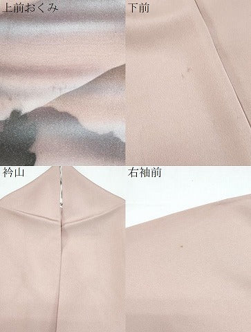 平和屋着物▽訪問着　単衣　手描き　風景文　金彩　正絹　逸品　CABF7735th