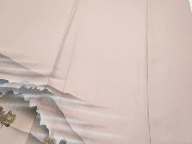 平和屋着物▽訪問着　単衣　手描き　風景文　金彩　正絹　逸品　CABF7735th