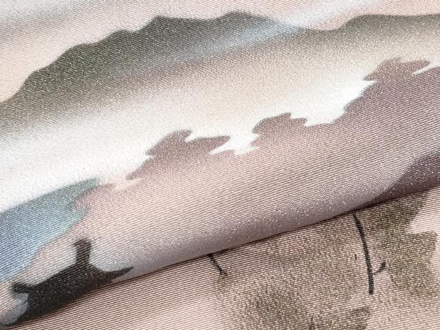 平和屋着物▽訪問着　単衣　手描き　風景文　金彩　正絹　逸品　CABF7735th