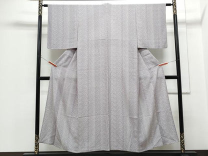 平和屋着物▽上質な小紋　単衣　草花間道　正絹　逸品　CABF7736th