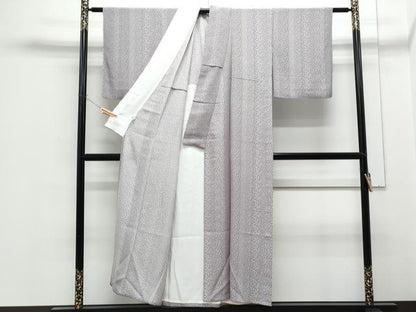 平和屋着物▽上質な小紋　単衣　草花間道　正絹　逸品　CABF7736th