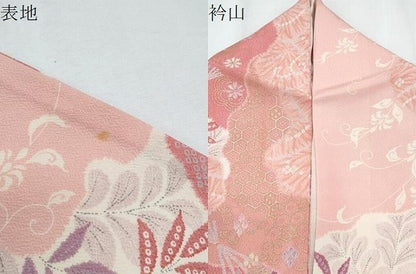 平和屋着物▽上質な小紋　単衣　扇面花文　金彩　正絹　逸品　CABF7741th
