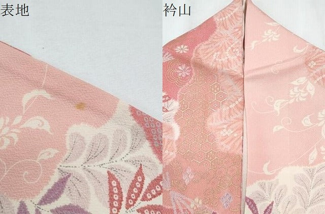 平和屋着物▽上質な小紋　単衣　扇面花文　金彩　正絹　逸品　CABF7741th