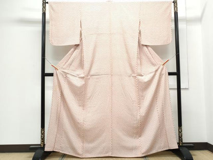 平和屋着物▽上質な小紋　単衣　横段花文　正絹　逸品　CABF7742th