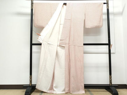 平和屋着物▽上質な小紋　単衣　横段花文　正絹　逸品　CABF7742th