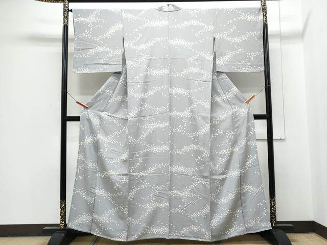平和屋着物▽上質な小紋　単衣　舞花びら　正絹　逸品　CABF7743th