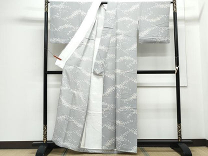 平和屋着物▽上質な小紋　単衣　舞花びら　正絹　逸品　CABF7743th