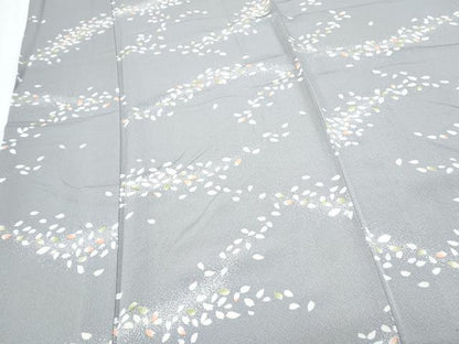 平和屋着物▽上質な小紋　単衣　舞花びら　正絹　逸品　CABF7743th