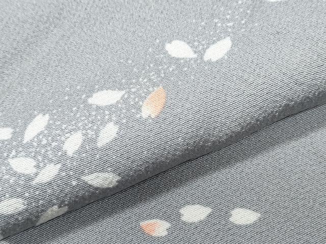 平和屋着物▽上質な小紋　単衣　舞花びら　正絹　逸品　CABF7743th