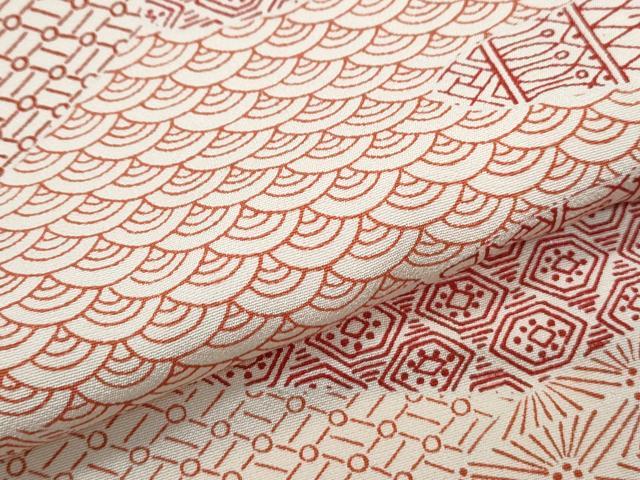 平和屋着物▽上質な小紋　単衣　吉祥文　正絹　逸品　CABF7744th