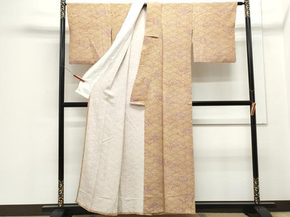 平和屋着物▽上質な小紋　単衣　青海波花文　正絹　逸品　CABF7746th