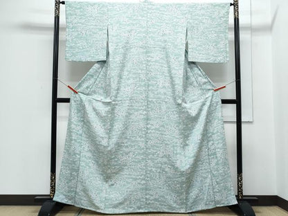 平和屋着物▽上質な小紋　単衣　流水花文　正絹　逸品　CABF7747th