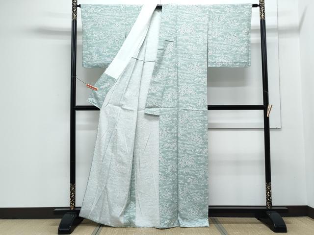平和屋着物▽上質な小紋　単衣　流水花文　正絹　逸品　CABF7747th