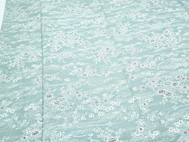 平和屋着物▽上質な小紋　単衣　流水花文　正絹　逸品　CABF7747th