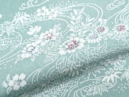 平和屋着物▽上質な小紋　単衣　流水花文　正絹　逸品　CABF7747th