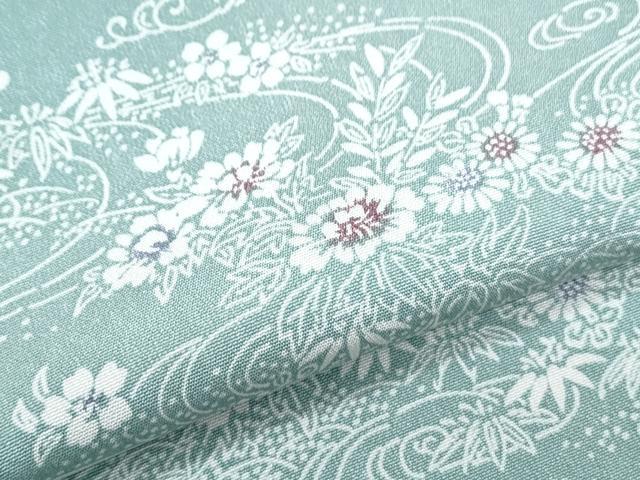 平和屋着物▽上質な小紋　単衣　流水花文　正絹　逸品　CABF7747th