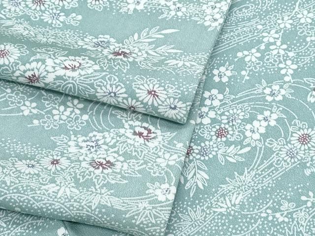 平和屋着物▽上質な小紋　単衣　流水花文　正絹　逸品　CABF7747th