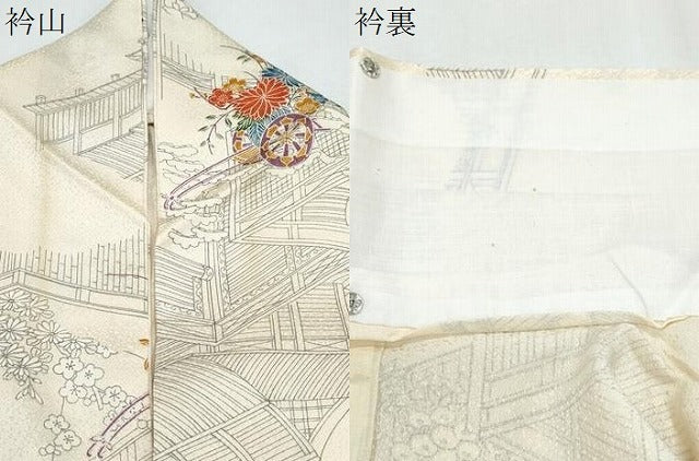 平和屋着物▽上質な小紋　単衣　花車文　正絹　逸品　CABF7752th