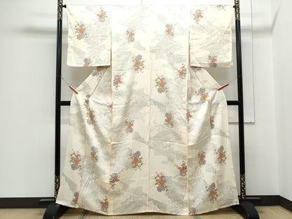 平和屋着物▽上質な小紋　単衣　花車文　正絹　逸品　CABF7752th